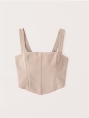 Abercrombie & Fitch Tailored Corset Top | Tan Beige Square Neck Structured Tank